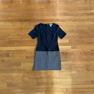 Black & White Chevron Block Shift Dress